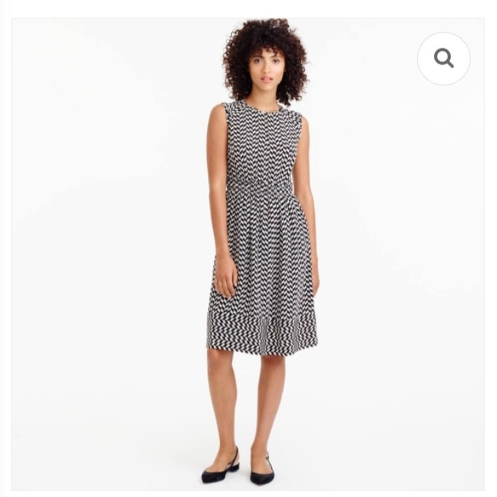 J. Crew Black and Beige Geometric Midi Dress - Picture 1 of 11